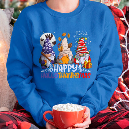 HalloThanksMas Gnomes Halloween Thanksgiving Christmas Happy T-Shirt - Christmas Unisex T-Shirt/Hoodie/Sweatshirt - NGHL00