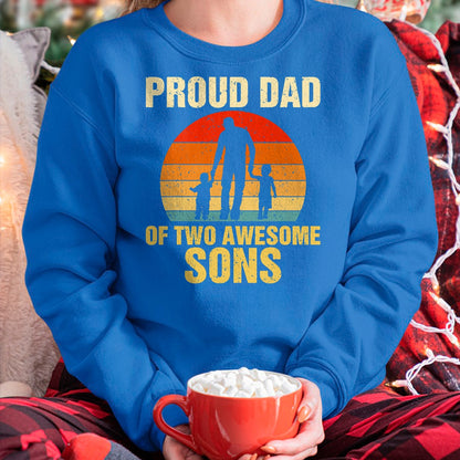 Proud Dad Of Two Awesome Sons Dad of 2 Two Boys Best Father T-Shirt - Gift From Dad Unisex T-Shirt/Hoodie - NGHL00 (SKUT-2310EMAILDS-43)
