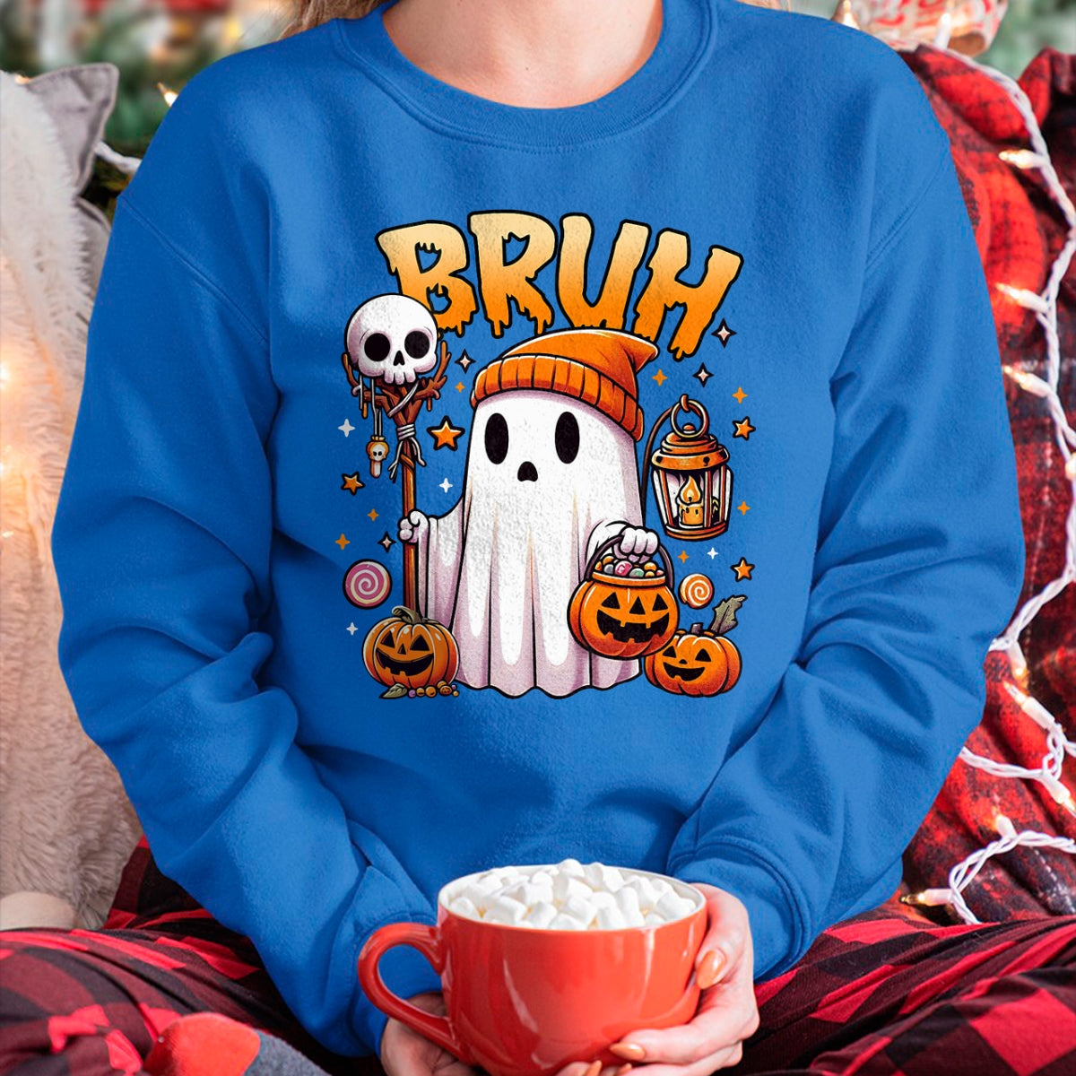 Bruh Ghost Halloween Cute Ghost Trick Or Treat Candy Kids T-Shirt - Halloween Unisex T-Shirt/Hoodie - NGHL00