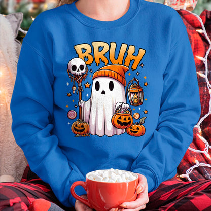 Bruh Ghost Halloween Cute Ghost Trick Or Treat Candy Kids T-Shirt - Halloween Unisex T-Shirt/Hoodie - NGHL00