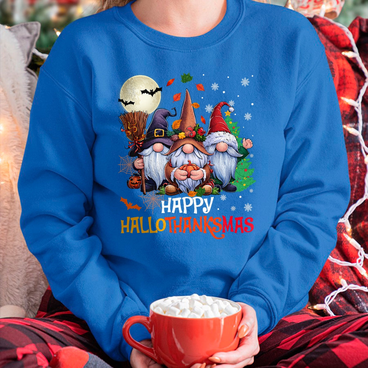 Happy Hallothanksmas Gnomes Lover Halloween Merry Christmas T-Shirt - Christmas Unisex T-Shirt/Hoodie/Sweatshirt - NGHL00