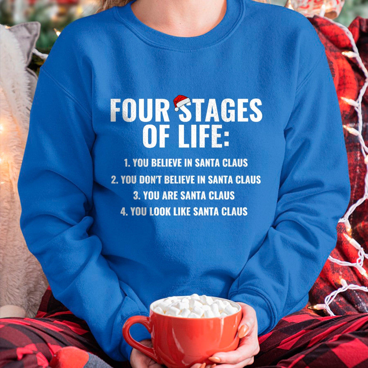 Christmas Funny Four Stages of life Santa Claus Humor Meme T-Shirt - Christmas Unisex T-Shirt/Hoodie/Sweatshirt - NGHL00