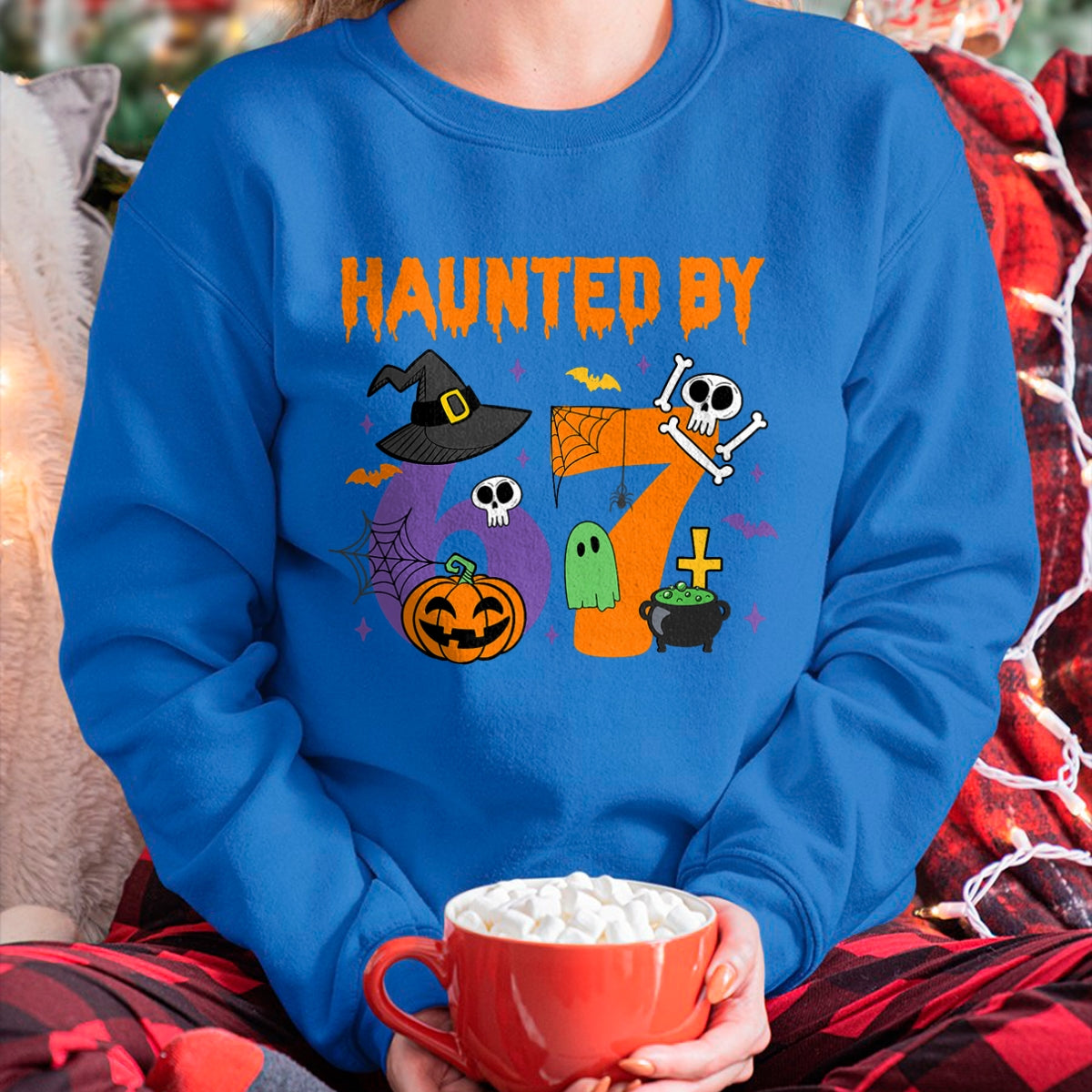 Haunted by 67 – Funny Ghost and Pumpkin Halloween Costume T-Shirt  - Halloween Unisex T-Shirt/Hoodie - NGHL00