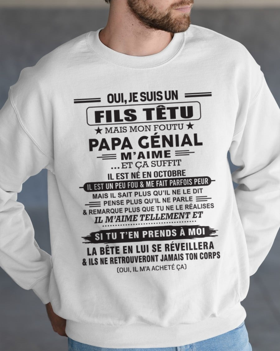 OCTOBRE - Oui, je suis un garçon têtu – T-shirt | Cadeau d’anniversaire de papa pour son fils - NGHL10 / fr10 (SKU12-260-10)