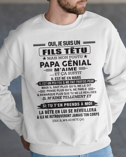 MARS - Oui, je suis un garçon têtu – T-shirt | Cadeau d’anniversaire de papa pour son fils - NGHL03 / fr03 (SKU12-260-03)