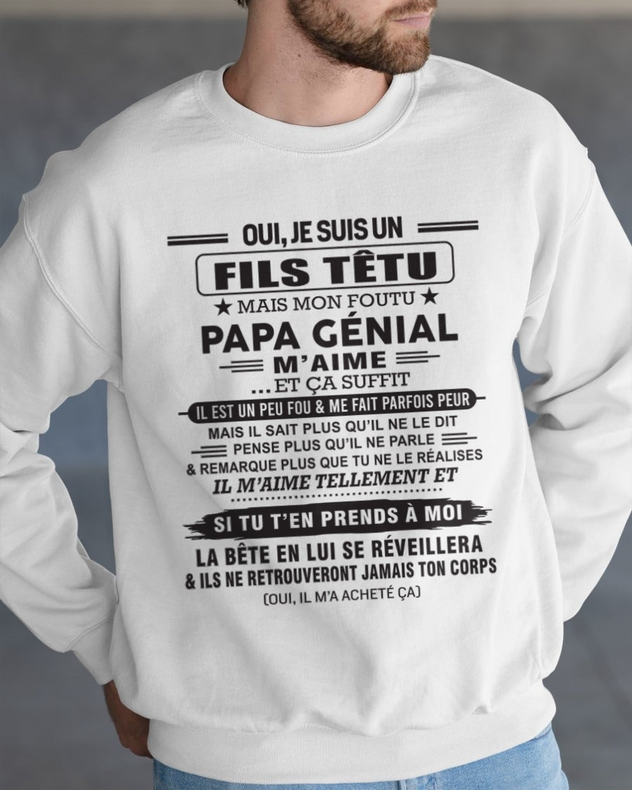 Oui, je suis un garçon têtu – T-shirt | Cadeau d’anniversaire de papa pour son fils - NGHL00 / fr00 (SKU12-260-00)