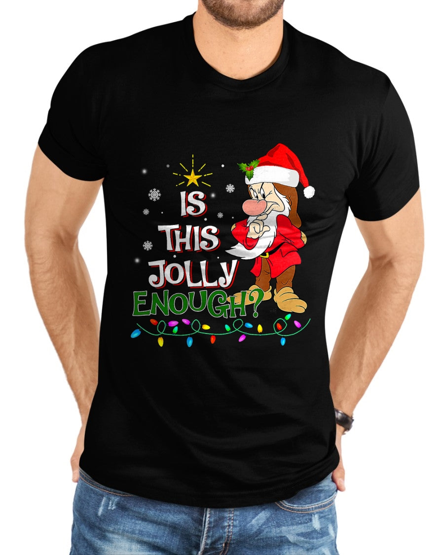 Is This Jolly Enough Grumpy Elf Pajama Christmas Lights T-Shirt - Christmas Unisex T-Shirt/Hoodie/Sweatshirt - NGHL00