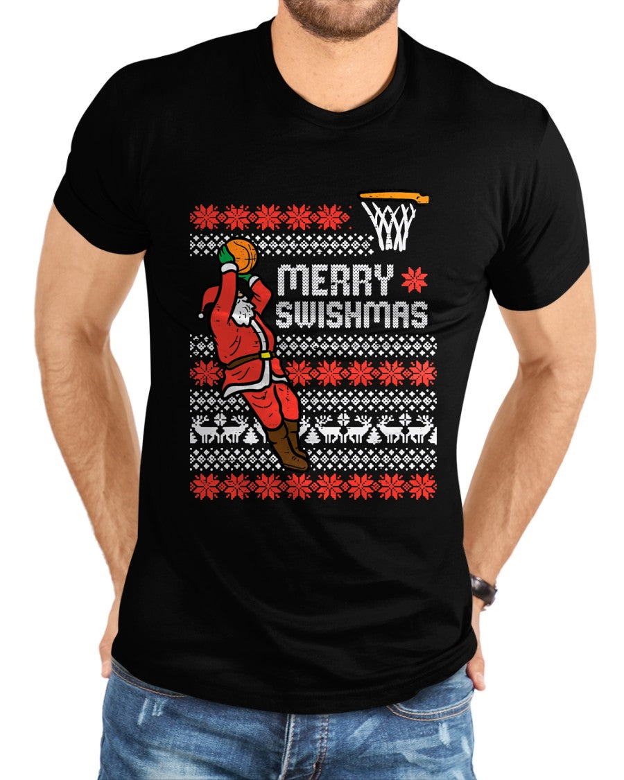 Merry Swishmas Basketball Ugly Christmas Xmas Men Boys Kids T-Shirt - Christmas Unisex T-Shirt/Hoodie/Sweatshirt - NGHL00