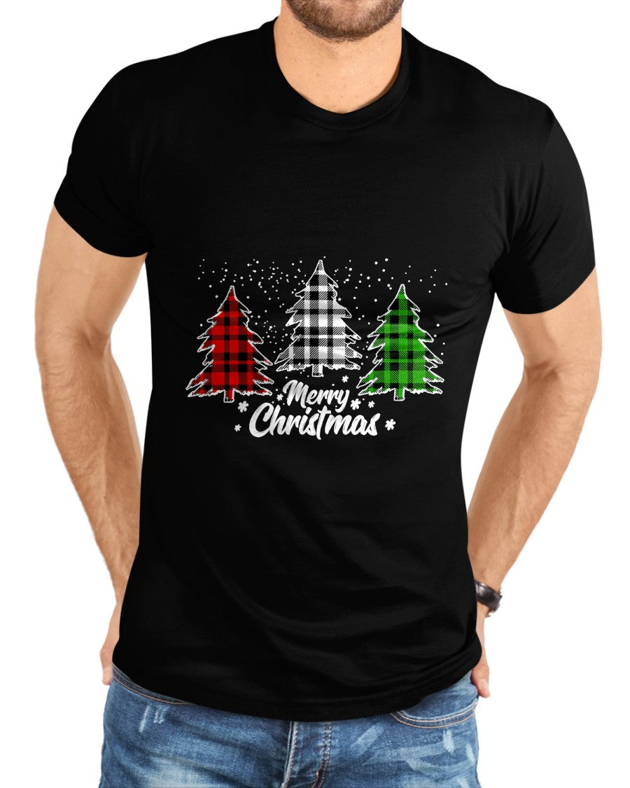Merry Christmas Tree Xmas Buffalo Plaid Red White Green T-Shirt - Christmas Unisex T-Shirt/Hoodie/Sweatshirt - NGHL00