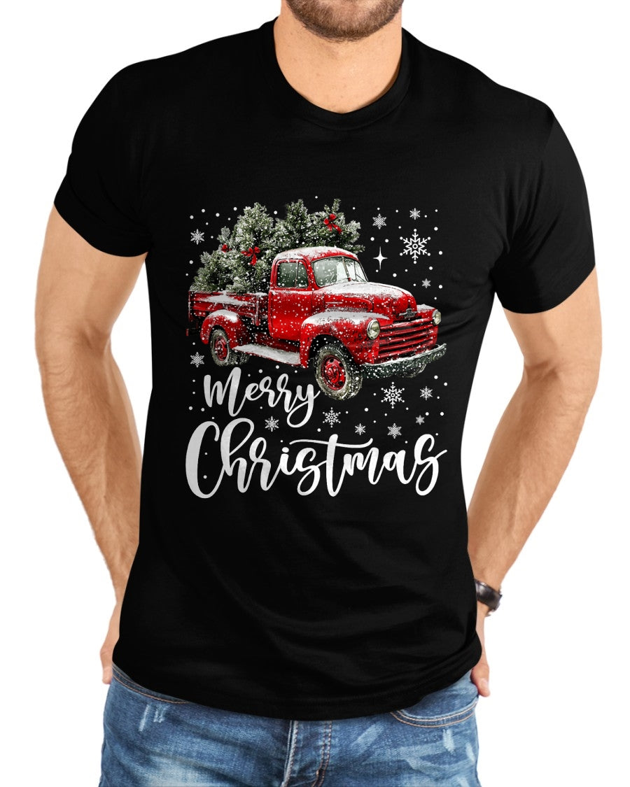 Merry Christmas Red Truck Family Matching Christmas Pajama T-Shirt - Christmas Unisex T-Shirt/Hoodie/Sweatshirt - NGHL00