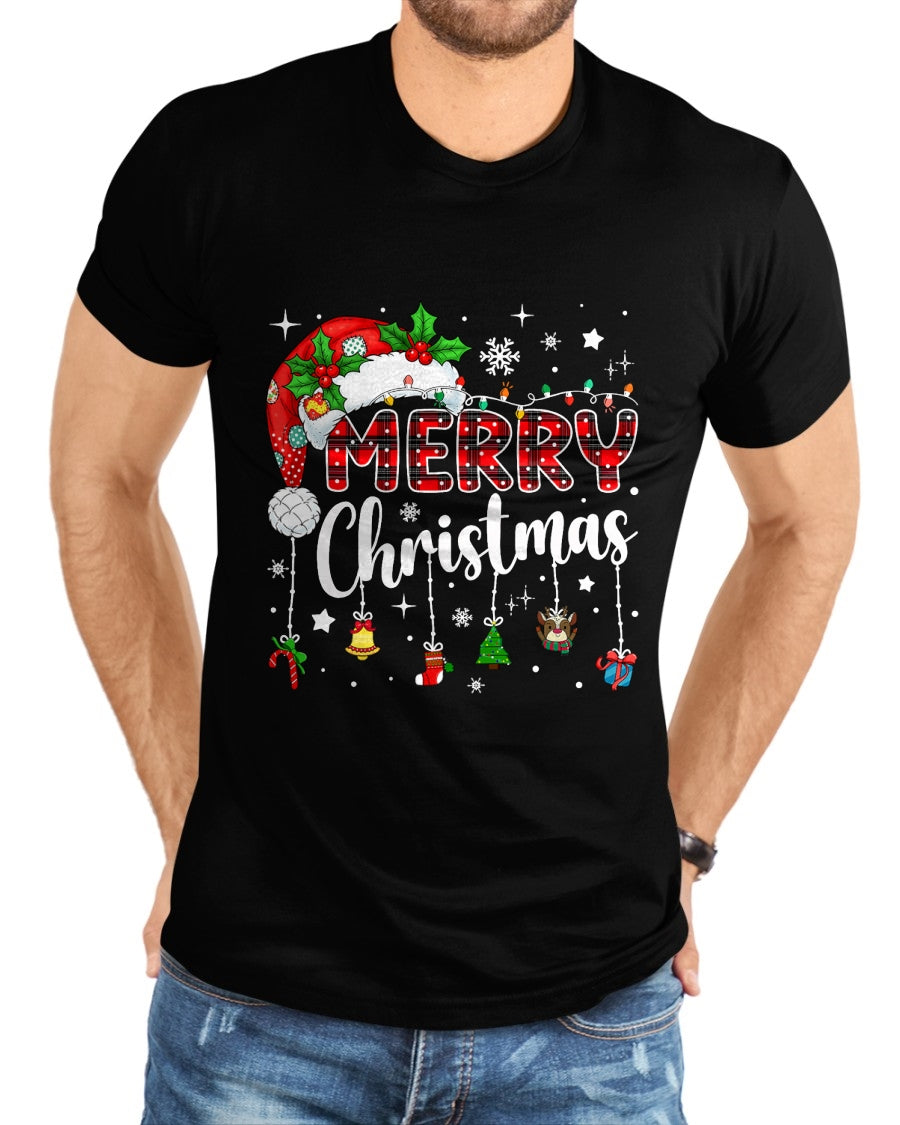 Merry Christmas Red Santa Hat Reindeer Xmas Matching Family T-Shirt - Christmas Unisex T-Shirt/Hoodie/Sweatshirt - NGHL00