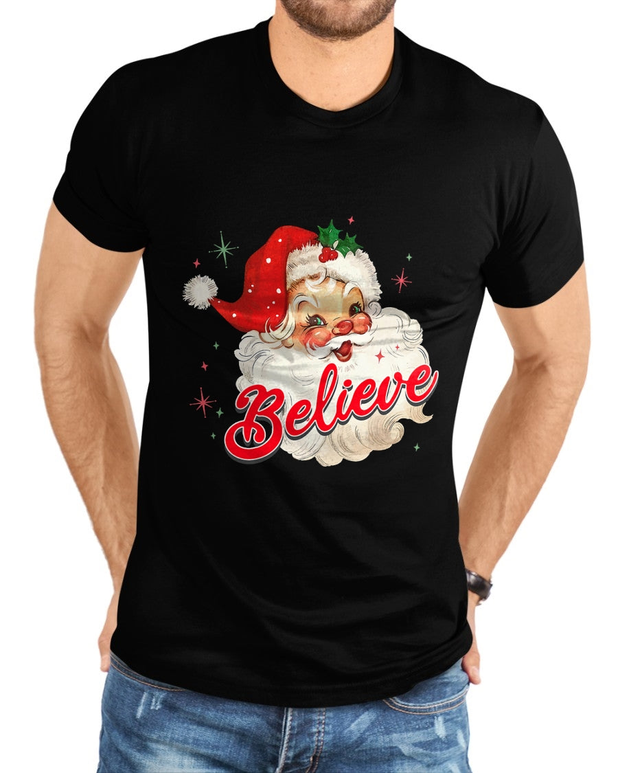 Vintage Santa Claus Believe Christmas Women Boys Girls T-Shirt - Christmas Unisex T-Shirt/Hoodie/Sweatshirt - NGHL00