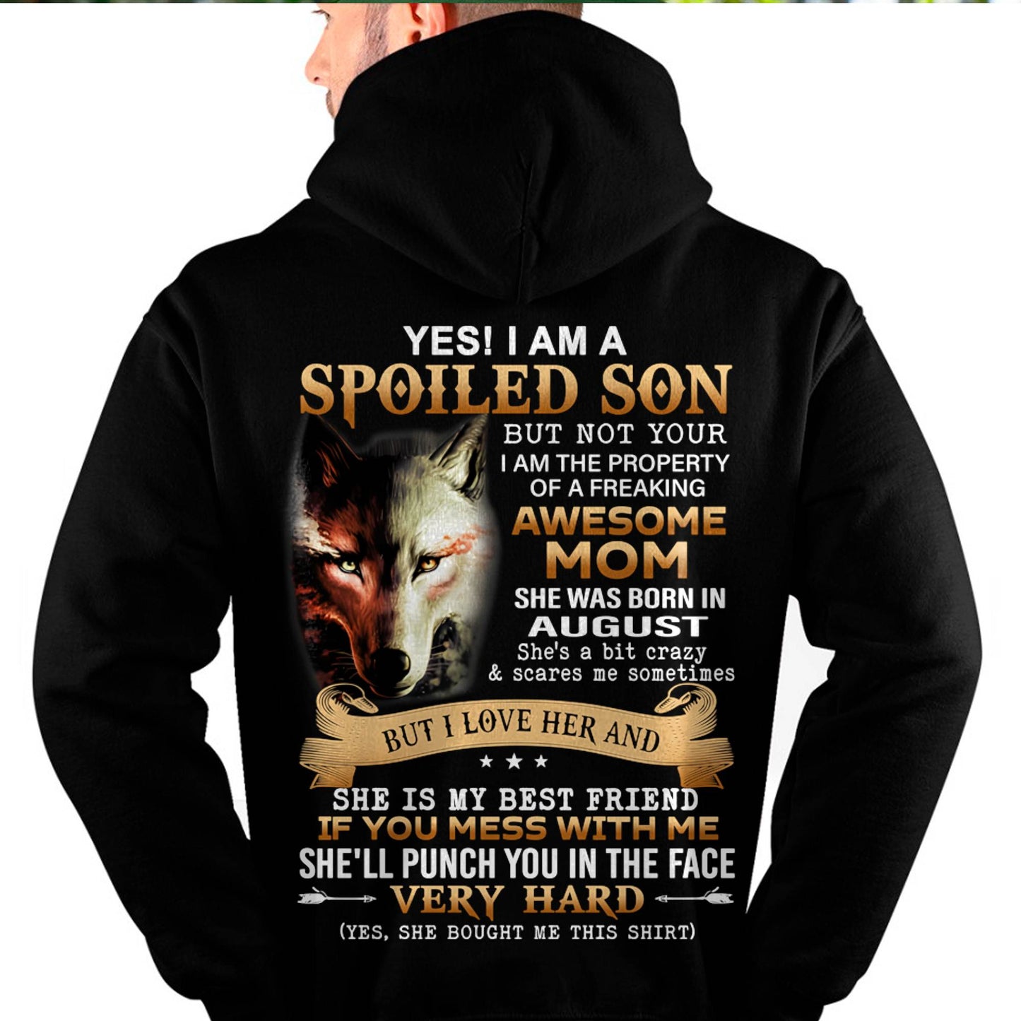 August - Lucky Son of Awesome Mom - Perfect Gift for Son From Mom - NGHL08 (SKU10-128-08)