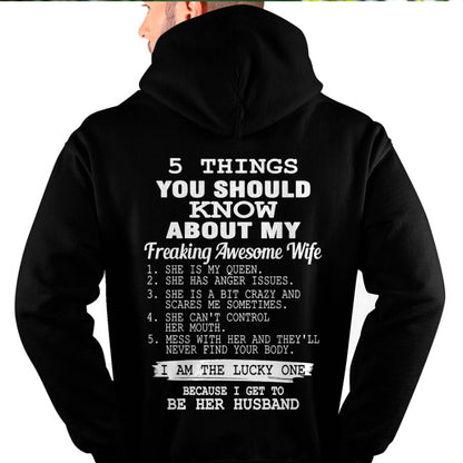 5 THINGS YOU SHOULD KNOW ABOUT MY FREAKING AWESOME WIFE - PERFECT GIFT FOR YOUR HUSBAND, BOYFRIEND - NGHL00 (SKU12-299)