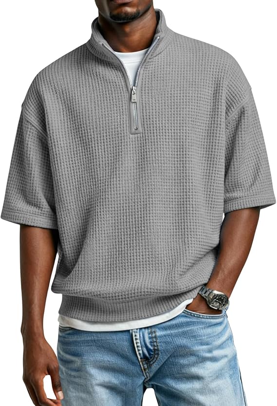 Waffle Knit Quarter-Zip
