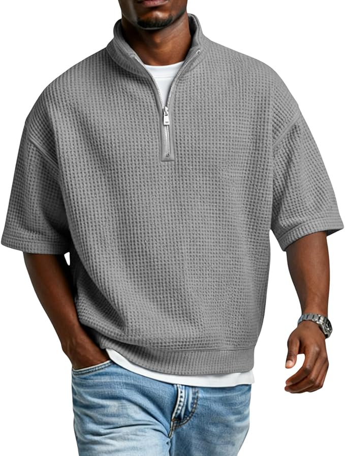Waffle Knit Quarter-Zip