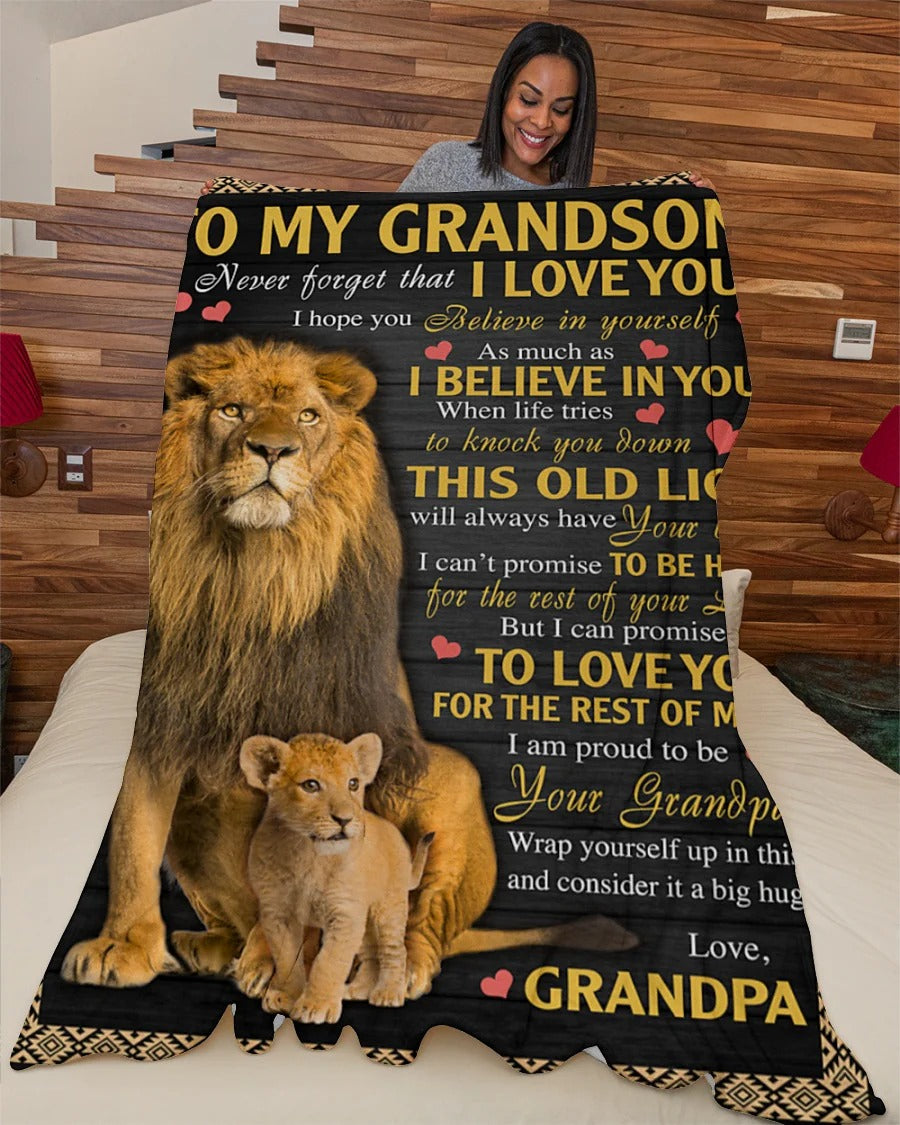 BLANKET FOR GRANDSON – COMFORT & WARMTH GIFT FROM GRANDPA  Sherpa Fleece Quilt Blanket NTTD00 (SKUB09-113)