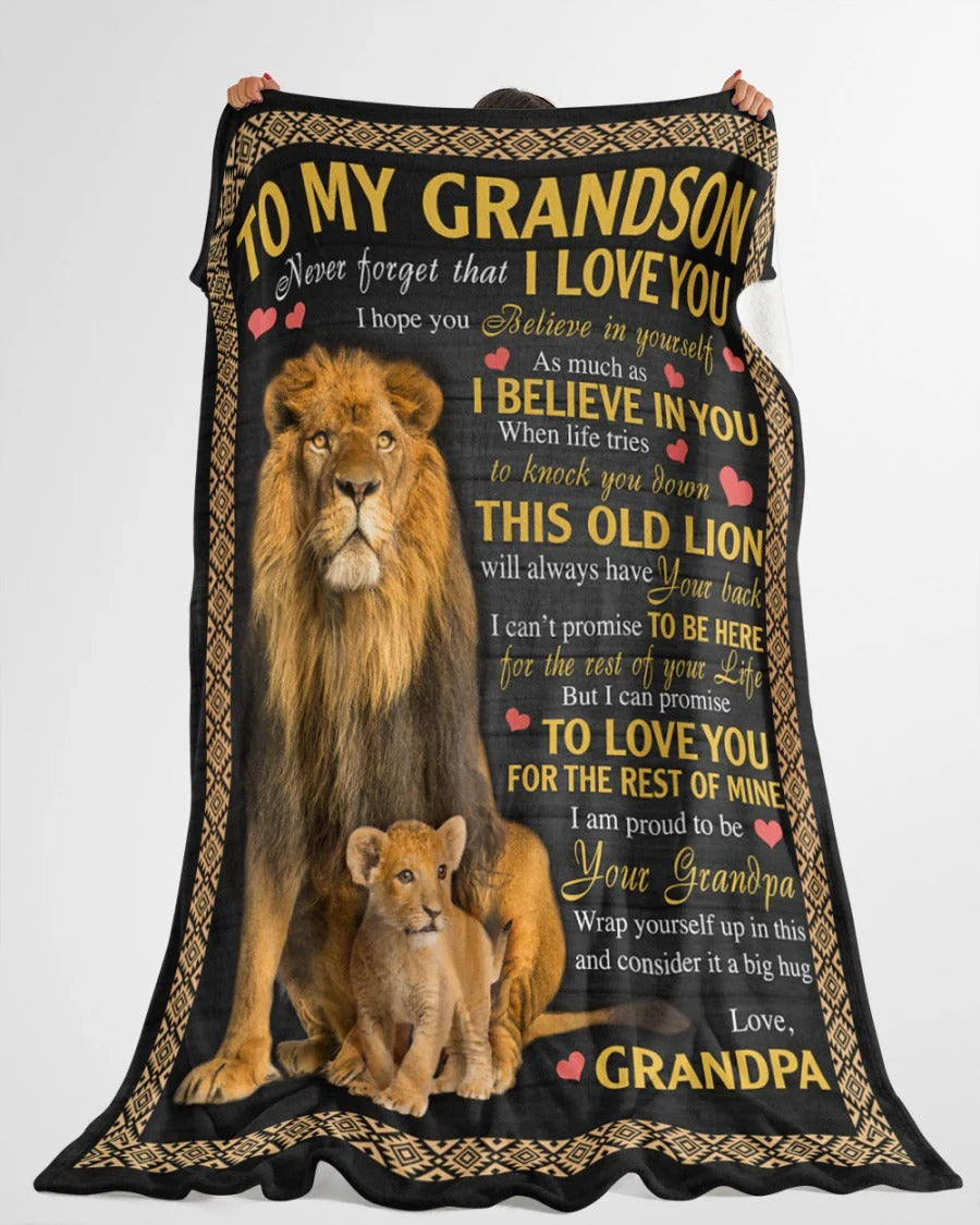 BLANKET FOR GRANDSON – COMFORT & WARMTH GIFT FROM GRANDPA  Sherpa Fleece Quilt Blanket NTTD00 (SKUB09-113)