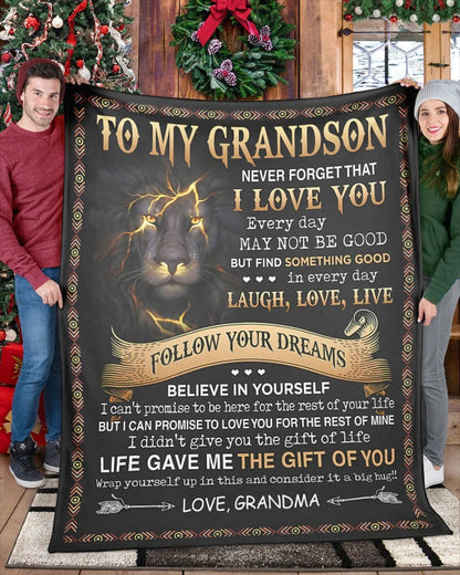 BLANKET FOR GRANDSON – COMFORT & WARMTH GIFT FROM GRANDMA  Sherpa Fleece Quilt Blanket NGHL00 (SKUB09-43)