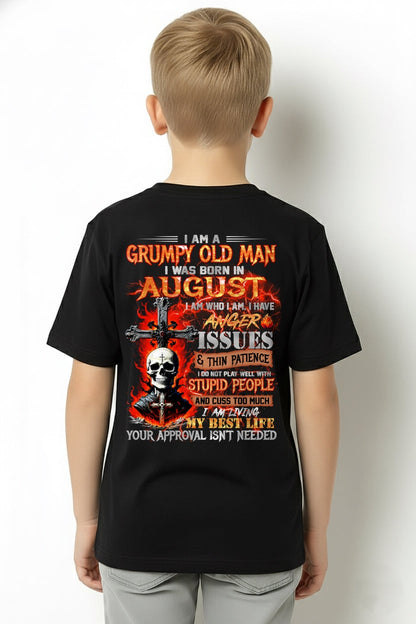 AUGUST - GRUMPY OLD MAN T-SHIRT - FUNNY SKULL ANGER ISSUES TEE - PERFECT GIFT FOR MEN NGHL08 / male (SKU12-319-08)