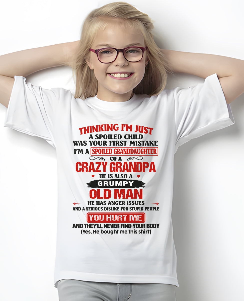 Spoiled Granddaughter of a Crazy Grandpa Shirt – Birthday Gift from Grandpa / Man - NGHL00 (SKU12-200-00)