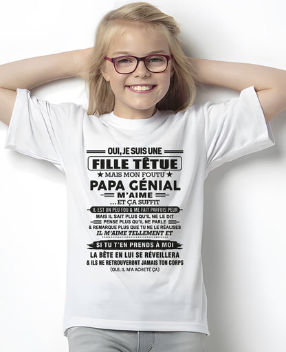 Oui, je suis une fille têtue – T-shirt | Cadeau d’anniversaire de papa pour sa fille - NGHL00 / fr00 (SKU12-197)