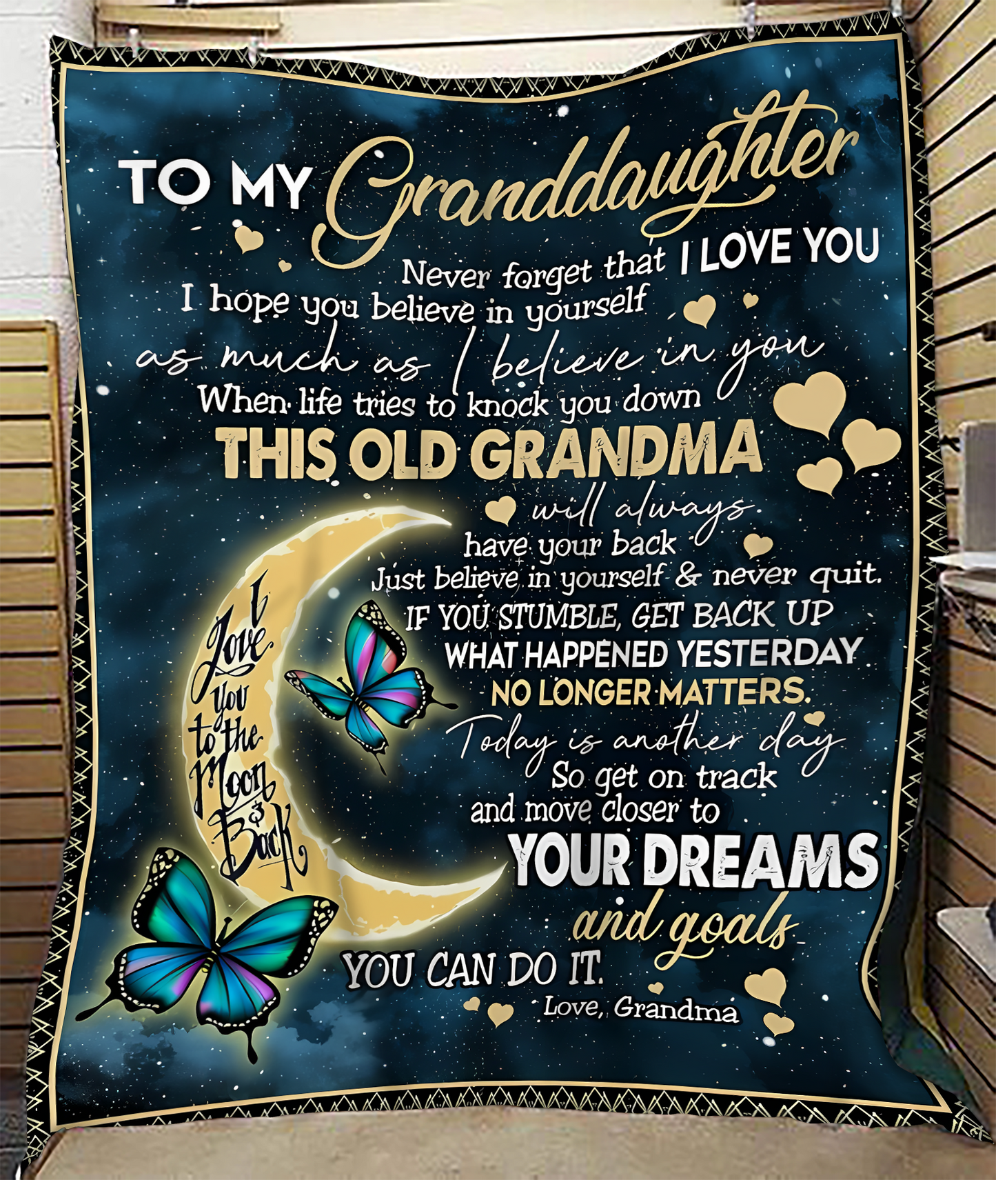 BLANKET FOR GRANDDAUGHTER – COMFORT & WARMTH GIFT FROM GRANDMA  Sherpa Fleece Quilt Blanket hnds00 (SKUB-BLK-GMD2)