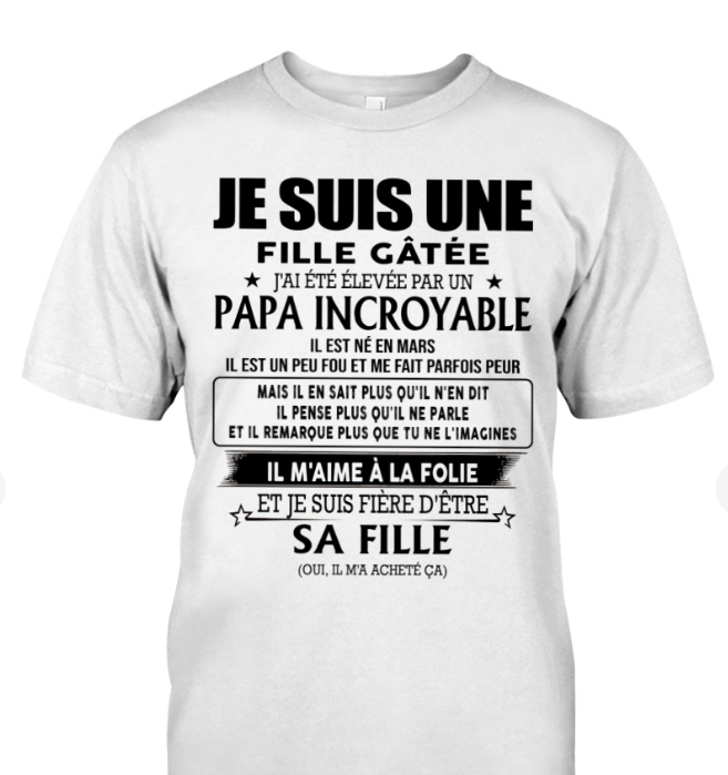 Cadeau d’anniversaire de papa pour sa fille  |   T-shirt - NGHL03 / fr03