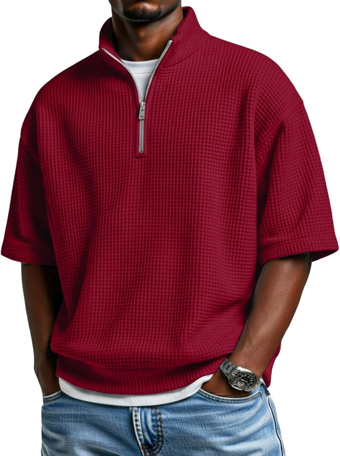 Waffle Knit Quarter-Zip