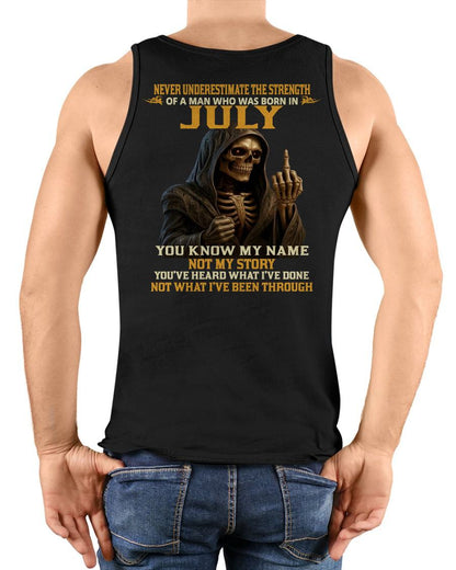 JULY - NEVER UNDERESTIMATE - BIRTHDAY T-SHIRT FOR MEN - NGHL07 (SKU26T-01-06-07)