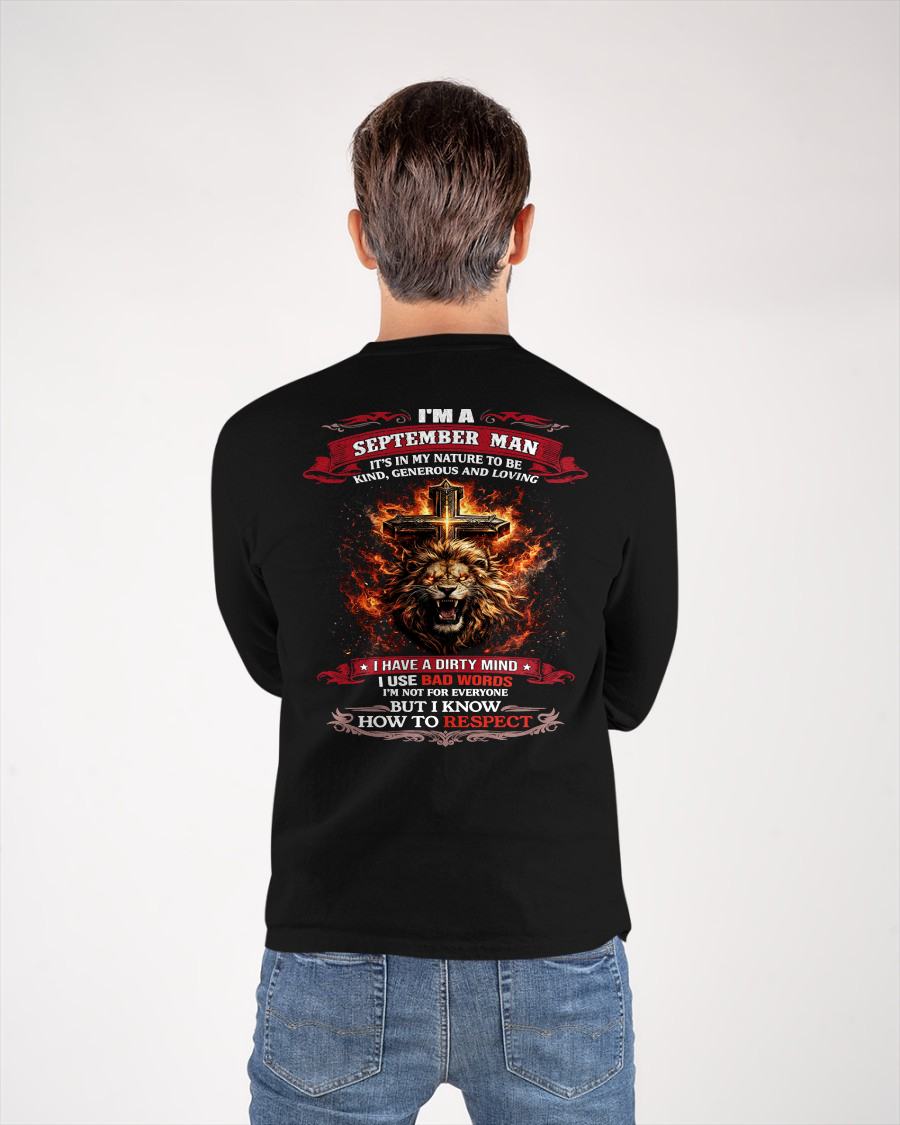 SEPTEMBER - KIND AND LOVING ARE MY NATURE - PREMIUM DTG PRINT BIRTHDAY T-SHIRT FOR MEN - NGHL09 (SKU26T-31-17-09)