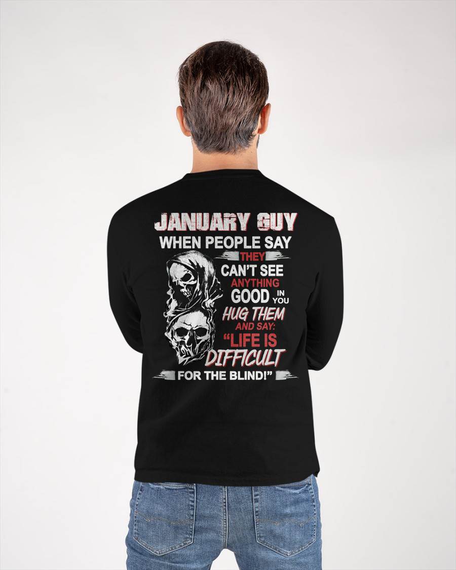 JANUARY - HUG THEM AND SAY... - BIRTHDAY T-SHIRT FOR MEN - NGHL01 (SKU12-253-01)