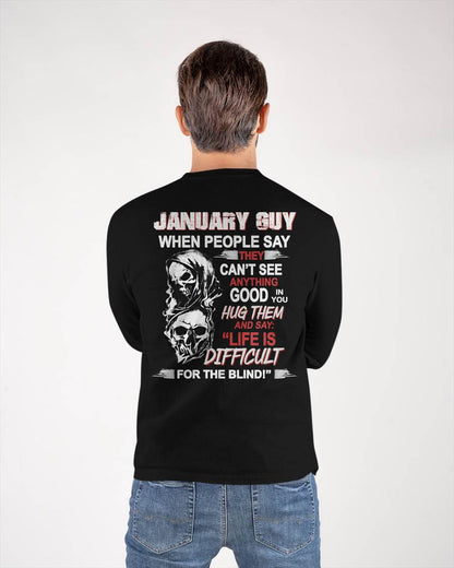 JANUARY - HUG THEM AND SAY... - BIRTHDAY T-SHIRT FOR MEN - NGHL01 (SKU12-253-01)