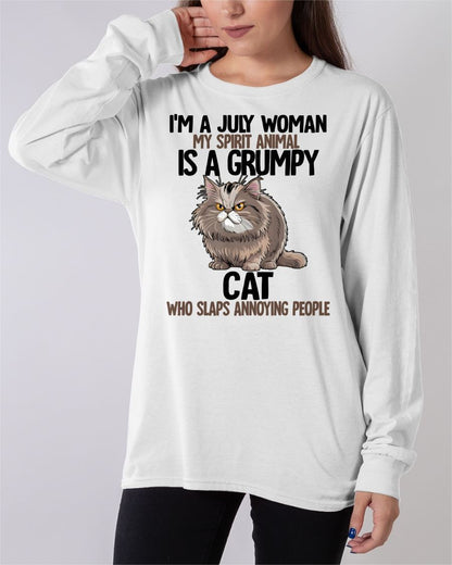 JULY - MY SPIRIT ANIMAL IS A GRUMPY CAT - BIRTHDAY SHIRT FOR WOMEN - NGHL07 (SKU12-278-07)