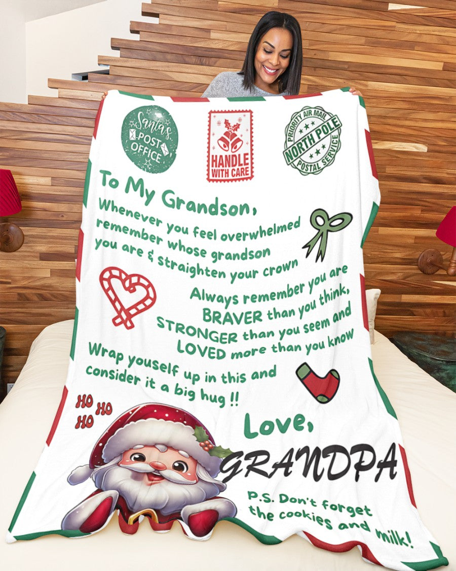 BLANKET FOR GRANDSON – COMFORT & WARMTH GIFT FROM GRANDPA  Sherpa Fleece Quilt Blanket NTTD00 (SKUB10-182)