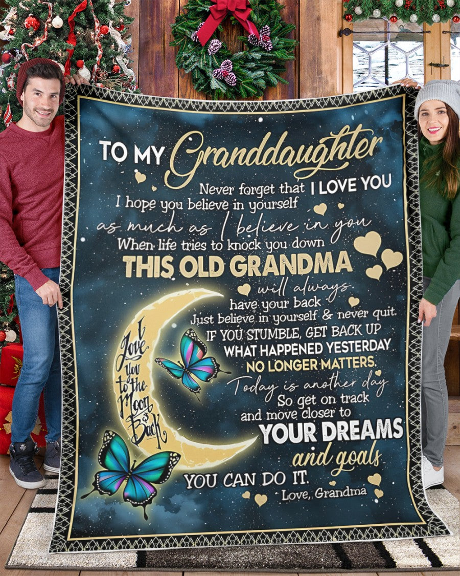 BLANKET FOR GRANDDAUGHTER – COMFORT & WARMTH GIFT FROM GRANDMA  Sherpa Fleece Quilt Blanket hnds00 (SKUB-BLK-GMD2)