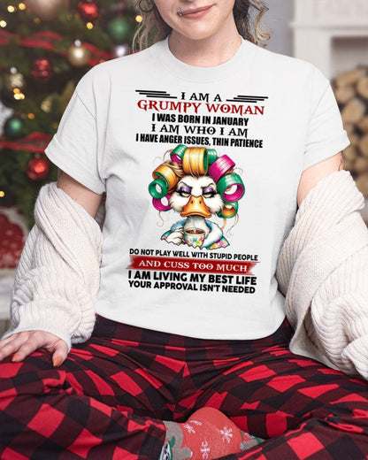 JANUARY - GRUMPY WOMAN - BIRTHDAY SHIRT FOR WOMEN - NGHL01 (SKU26T-01-22-01)