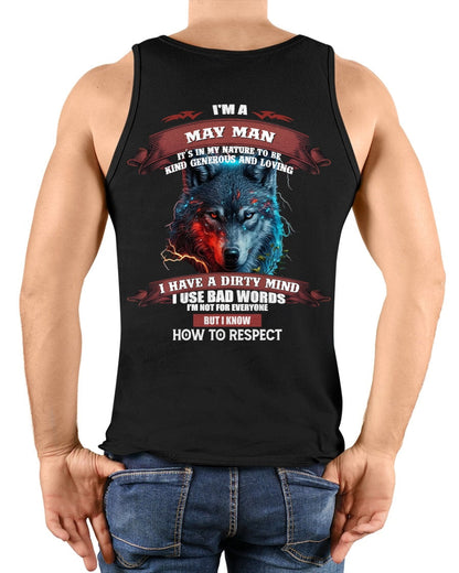 MAY - KNOW HOW TO RESPECT - BIRTHDAY T-SHIRT FOR MEN - NGHL05 / male (SKU12-162-05)