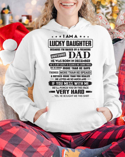 December - Lucky Daughter of Awesome Dad - Perfect Gift For Daughter From Dad - NGHL12 (SKU08-47-12)