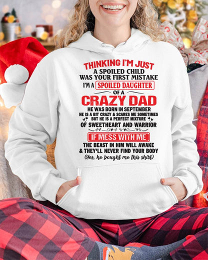 September - Spoiled Daughter of a Crazy Dad - Perfect Gift From Dad - NGHL09 (SKU12-04-09)