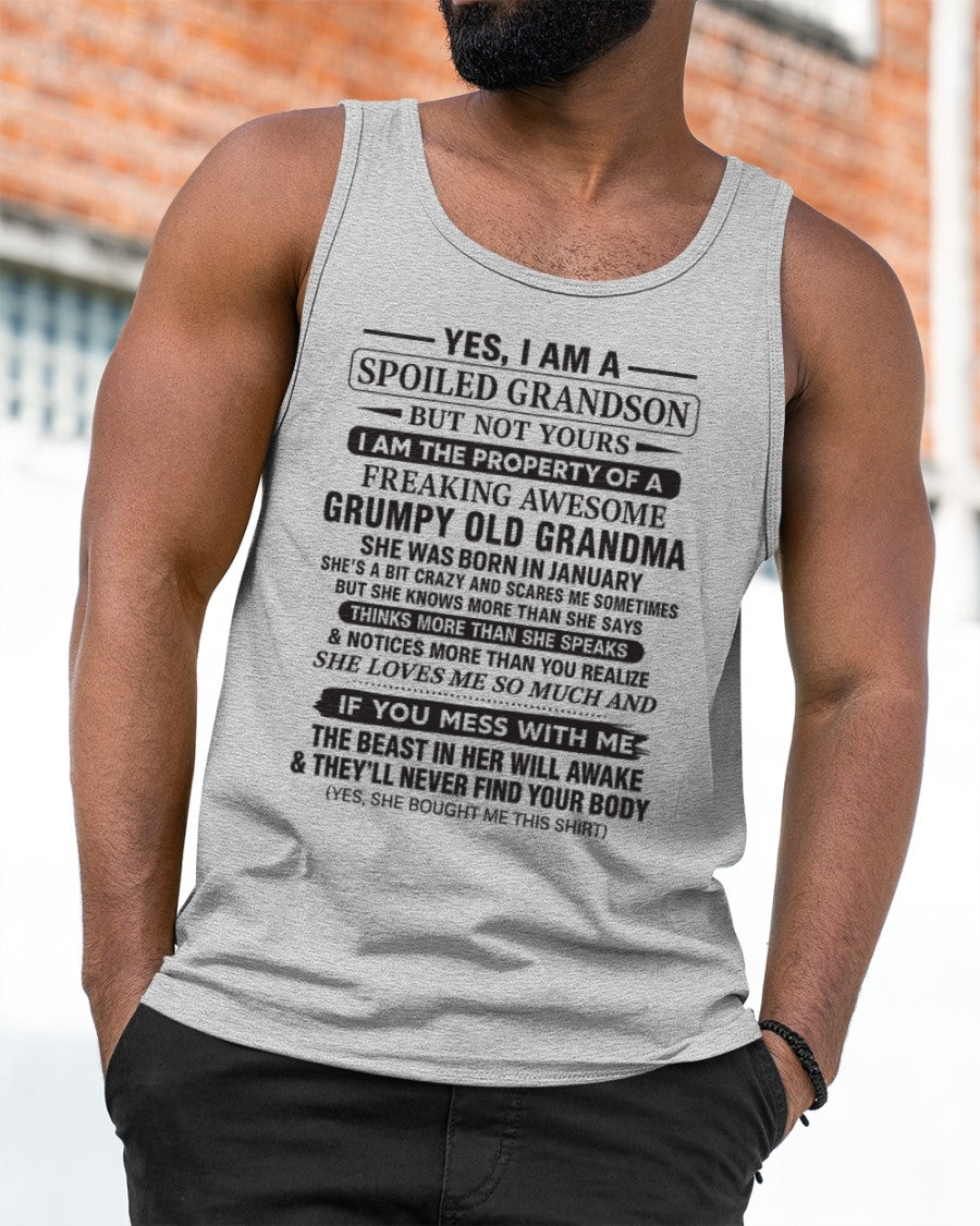 Yes I’m A Stubborn Grandson T-Shirt – Birthday Gift From January Grandma / Woman - NGHL01 (SKU10-171-01)