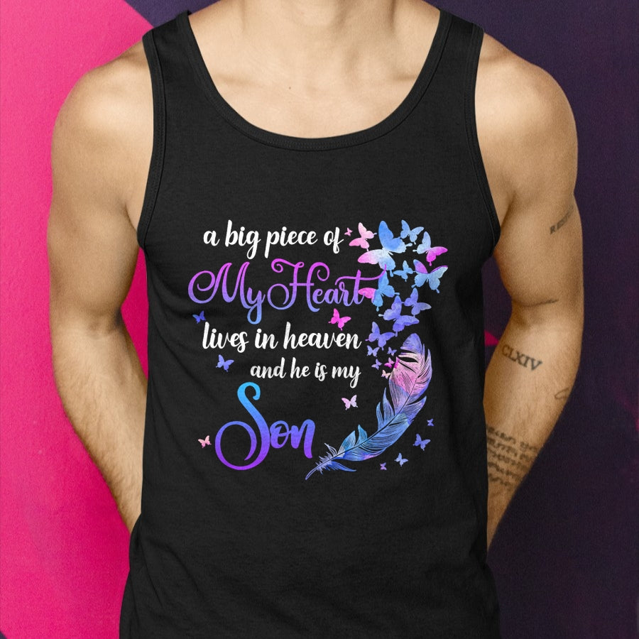 My Son Lives In Heaven Memorial Quotes Love Mom Dad Matching T-Shirt - Gift From Dad Unisex T-Shirt/Hoodie - NGHL00 (SKUT-2310EMAILDS-40)