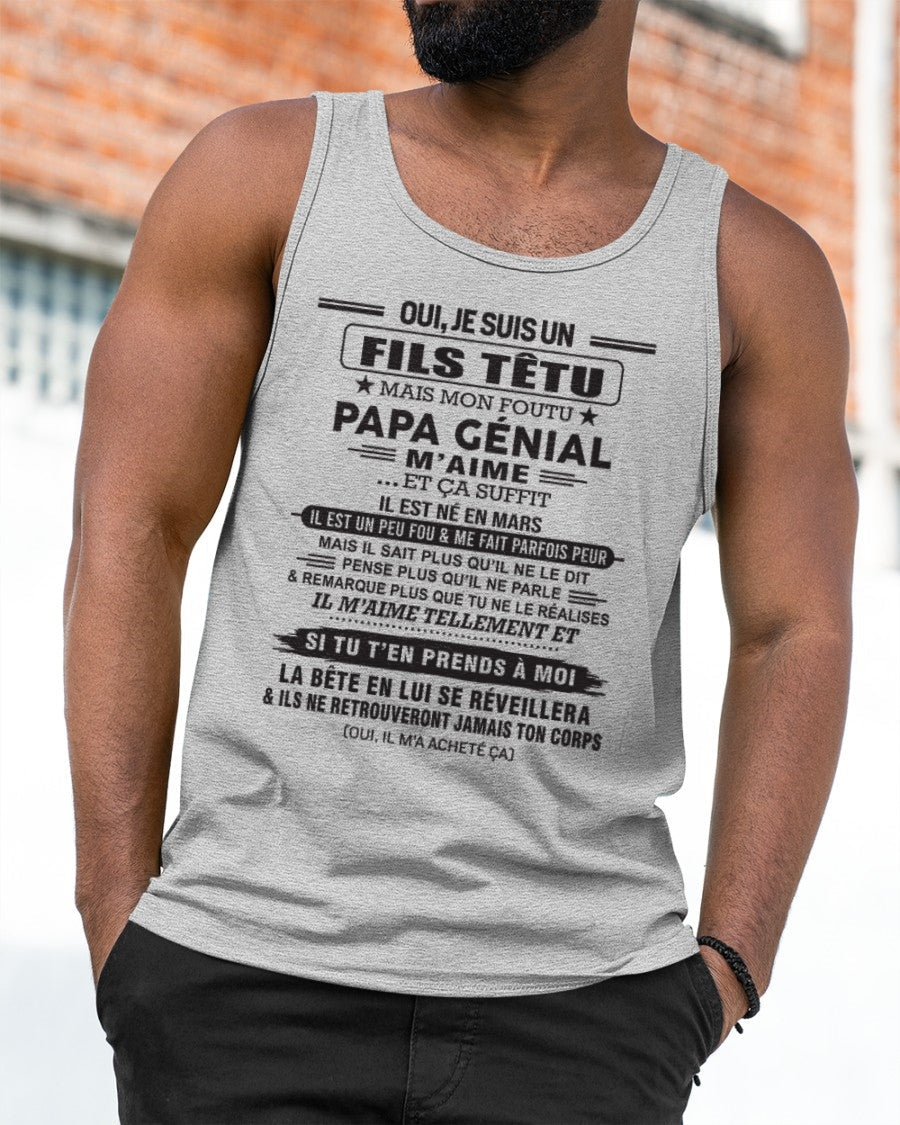 MARS - Oui, je suis un garçon têtu – T-shirt | Cadeau d’anniversaire de papa pour son fils - NGHL03 / fr03 (SKU12-260-03)