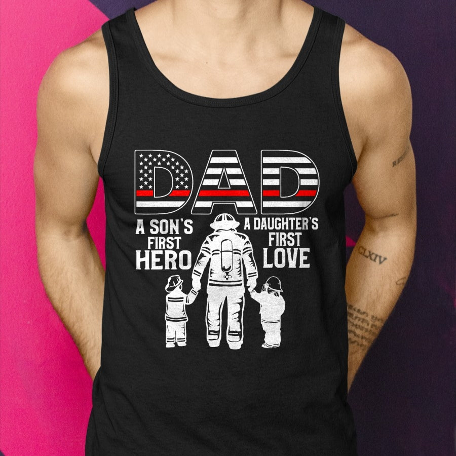 Proud Firefighter Dad Daddy Fireman Dad Father’s day Men T-Shirt - Gift From Dad Unisex T-Shirt/Hoodie - NGHL00 (SKUT-2310EMAILDS-44)