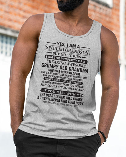 Yes I’m A Stubborn Grandson T-Shirt – Birthday Gift From April Grandma / Woman - NGHL04 (SKU10-171-04)