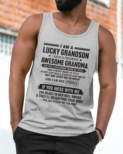 I Am A Lucky Grandson T-Shirt – Birthday Gift From Grandma / Woman - NGHL00 (SKU11-29-00)