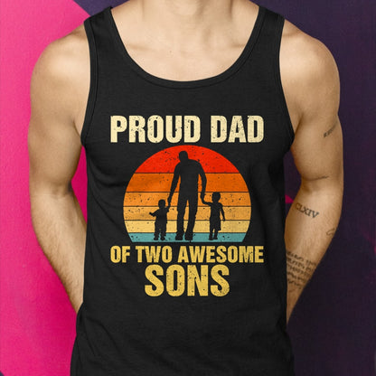 Proud Dad Of Two Awesome Sons Dad of 2 Two Boys Best Father T-Shirt - Gift From Dad Unisex T-Shirt/Hoodie - NGHL00 (SKUT-2310EMAILDS-43)
