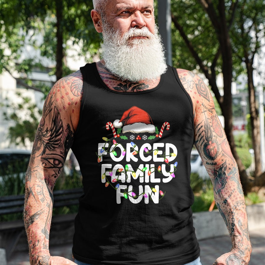 Forced Family Fun Christmas Pajamas Funny T-Shirt - Christmas Unisex T-Shirt/Hoodie/Sweatshirt - NGHL00