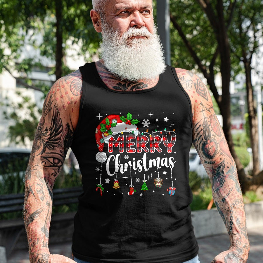 Merry Christmas Red Santa Hat Reindeer Xmas Matching Family T-Shirt - Christmas Unisex T-Shirt/Hoodie/Sweatshirt - NGHL00