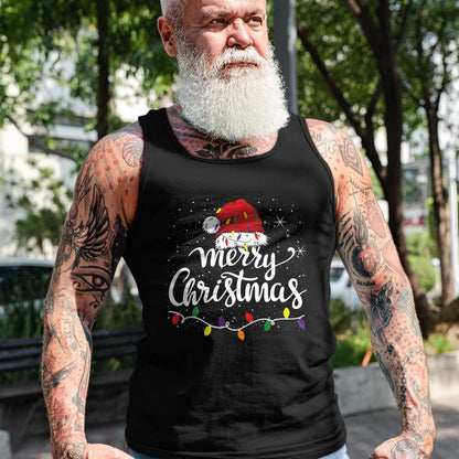 Merry Christmas Lights Red Santa Hat Xmas Family Men Women Pullover - Christmas Unisex T-Shirt/Hoodie/Sweatshirt - NGHL00